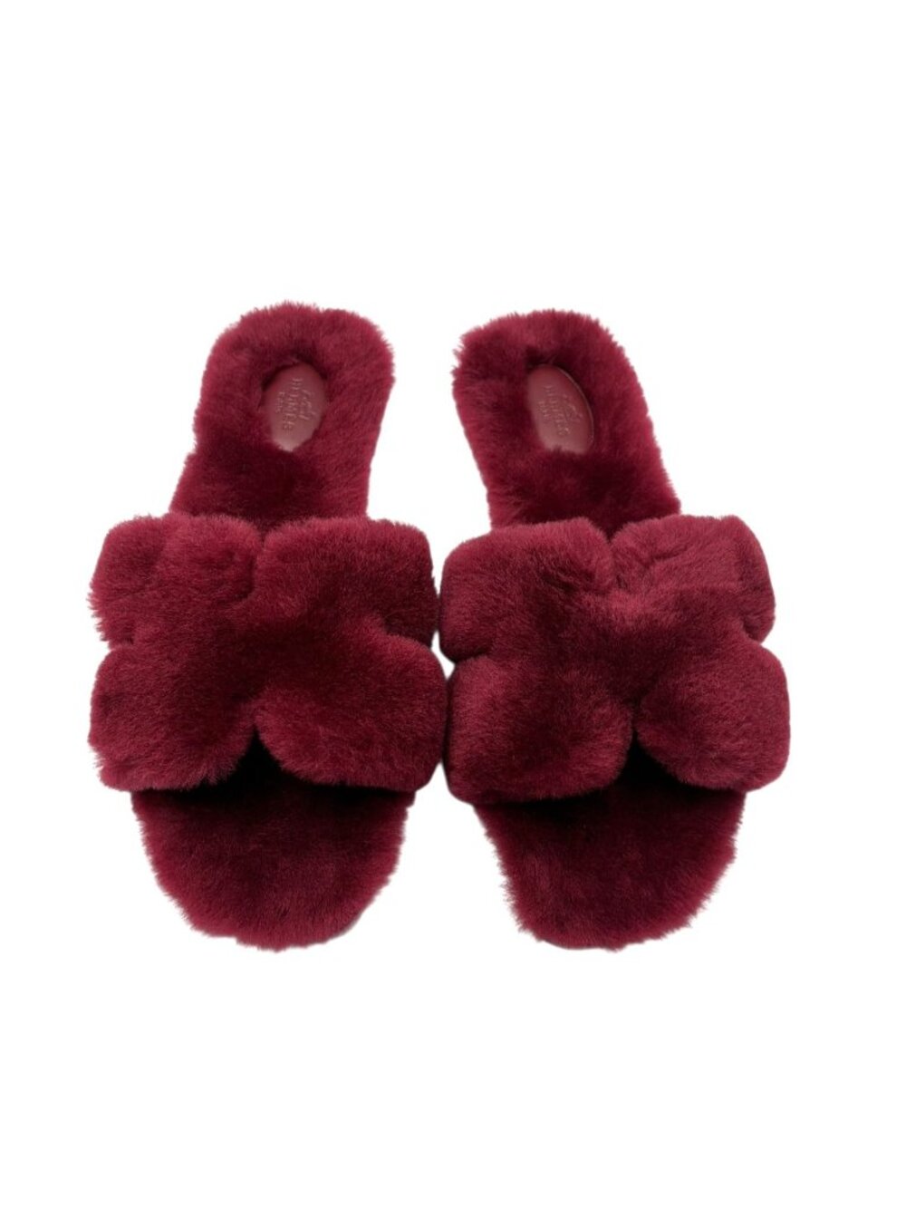 HERMES Woolskin Oran Sandals 40 Rouge H sz 12